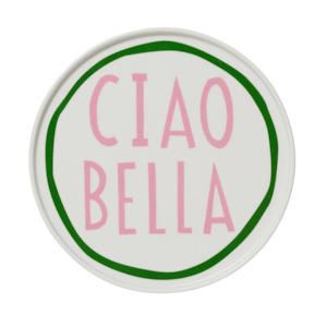 Ciao Bella Plate - Pink & Green