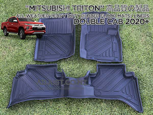 NEW Heavy Duty Deep Dish Rubber Floor Mats/ Liners For Mitsubishi Triton 2020+