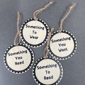 Need, Read, Want and Wear Gift Tags