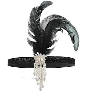 Vintage Feather Headband. Black