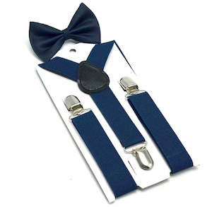 Navy Suspender and Bow Tie set