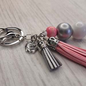 Keyring - Other: Tassel Keyring - No 1 Teacher - Pink