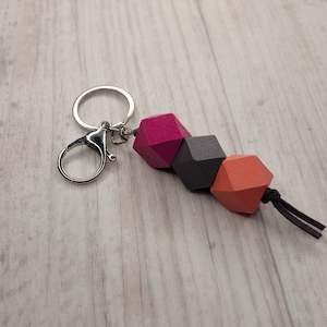 Geo Keyring - Cherry Pecan