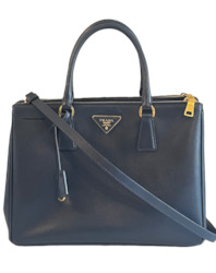 Prada Saffiano Lux Leather Double Zip Medium, Navy