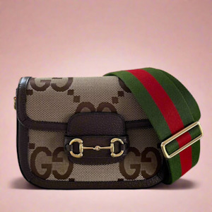 Gucci Horsebit 1955 Jumbo GG Brown Canvas Mini