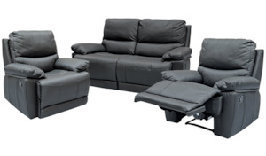 Roya Recliner Suite - TwoRR+R+R (Black Leather)