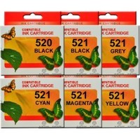 Pgi 520 cli 521 canon ink cartridges compatible x 6 (incl grey)