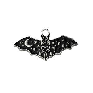 Halloween Alloy Enamel Bat Charm 25.5mm x 13.5mm x 1mm