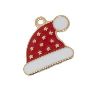 Enamel Christmas Hat Charm 17.7mm x 17mm x 1.5mm