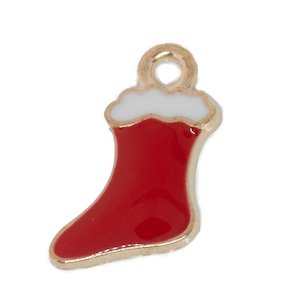 Enamel Christmas Stocking Charm 15mm x 8.7mm x 1.5mm