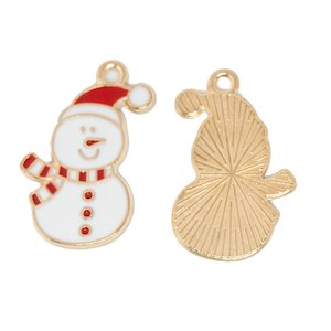 Enamel Snowman Christmas Charm 24.3mm x 14.8mm x 1.5mm