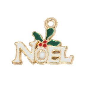 Enamel Noel Christmas Charm 19mm x 15mm x 1.5mm