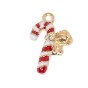 Enamel Candy Cane Christmas Charm 22mm x 14mm x 1.5mm