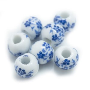 Round Ceramic Blossom Beads 8mm