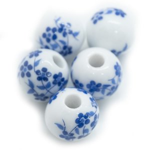 Round Ceramic Blossom Beads 10mm