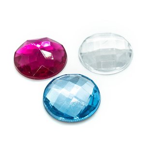 Acrylic Rhinestone Flatback Faceted Cabochon 16mm