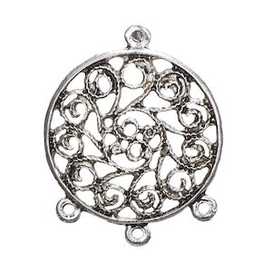 Tibetan Style Alloy Round Filigree Chandelier Connector 36.5mm x 28.8mm x 2.8mm