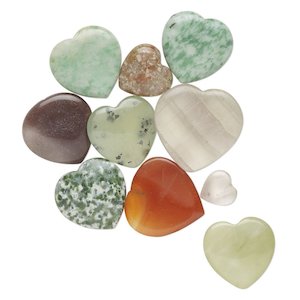 Gemstone Heart Mix - Half Drilled 13mm x 12mm-20mm x 20mm