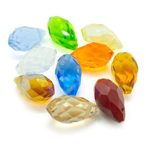 Glass Faceted Briolette 13mm x 8mm