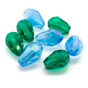 Crystal Glass Faceted Teardrop Centre Drilled 11mm x 7mm