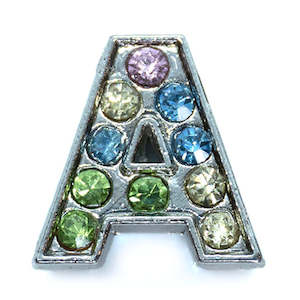 A-Z Rhinestone Alphabet Slide Beads  12mm