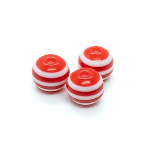 Bubblegum Striped Round Beads 8mm x 7mm