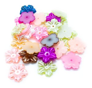 5-Petal Imitation Pearl Flower Bead Cap Mix 13mm x 12mm x 1.5mm