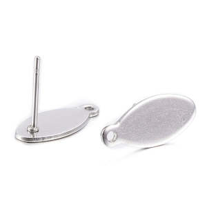 304 Stainless Steel Stud Earring Post with Loop 15mm x 7mm x 0.8mm