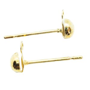 Half Ball Earring Stud Post With Closed Loop 4mm