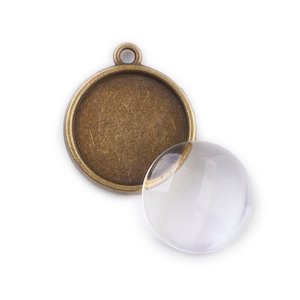 Round Pendant Setting with Glass Dome 20.5mm x 17mm x 2mm