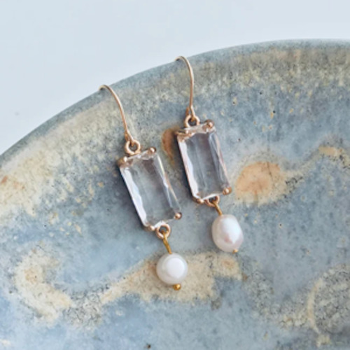 TWIGG Earrings Audrey Rectangle Pearl Blush