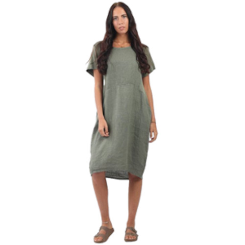 BEAU Fleur Summer Linen Dress Khaki