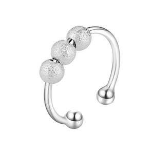 Three Beads Silver Fidget Ring