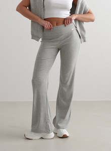 GREY MELANGE EASE RIBBED PANTS