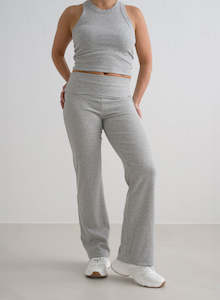 Clothing: GREY MELANGE EASE RIBBED PETITE PANTS