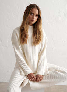 Clothing: Off-White Rib Knit Sweater