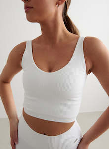 Clothing: White Ribbed Seamless Bralette