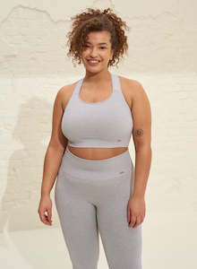 Light Grey Melange Ribbed High Support Bra