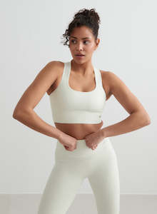 Clothing: Off-White Ribbed Seamless High Support Bra