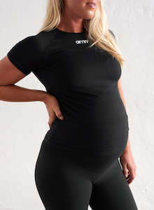 Clothing: Black Soft Basic Maternity Short Sleeve