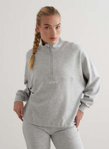 Clothing: Light Grey Melange Comfy Modal Half Zip