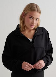 Black Comfy Modal Half Zip