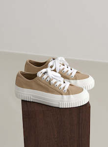 Beige Cotton Canvas Sneakers