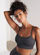 Shadow Grey Ribbed Seamless Strap Bra