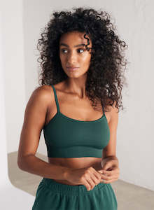 Pine Green Ribbed Seamless Strap Bra