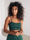 Pine Green Ribbed Seamless Strap Bra