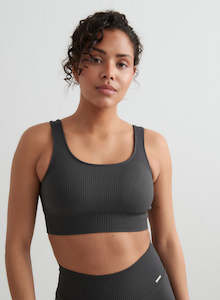 Shadow Grey Ribbed Seamless Bra