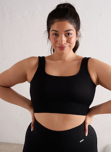 Clothing: Black Ribbed Seamless Bra