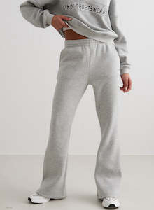 Clothing: Grey Melange Flare Sweatpants