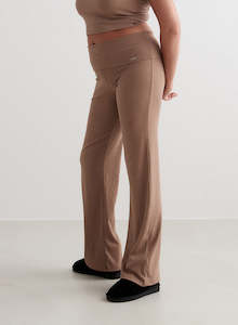 Clothing: Toffee Melange Ease Ribbed Pants